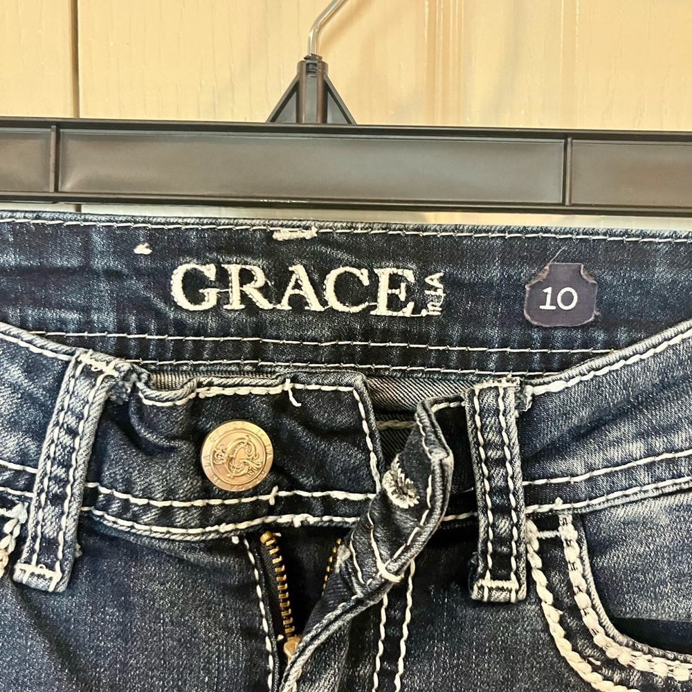 Kids, grace boot cut, embellished blue jeans. - Picture 4 of 4